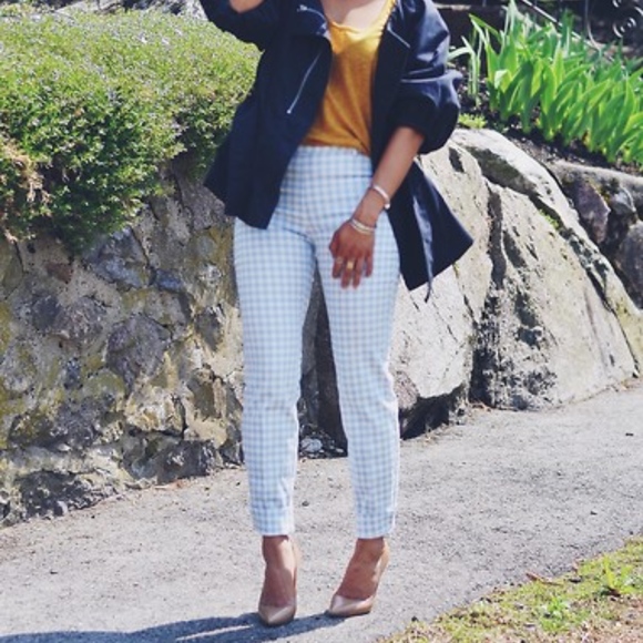 light blue gingham pants